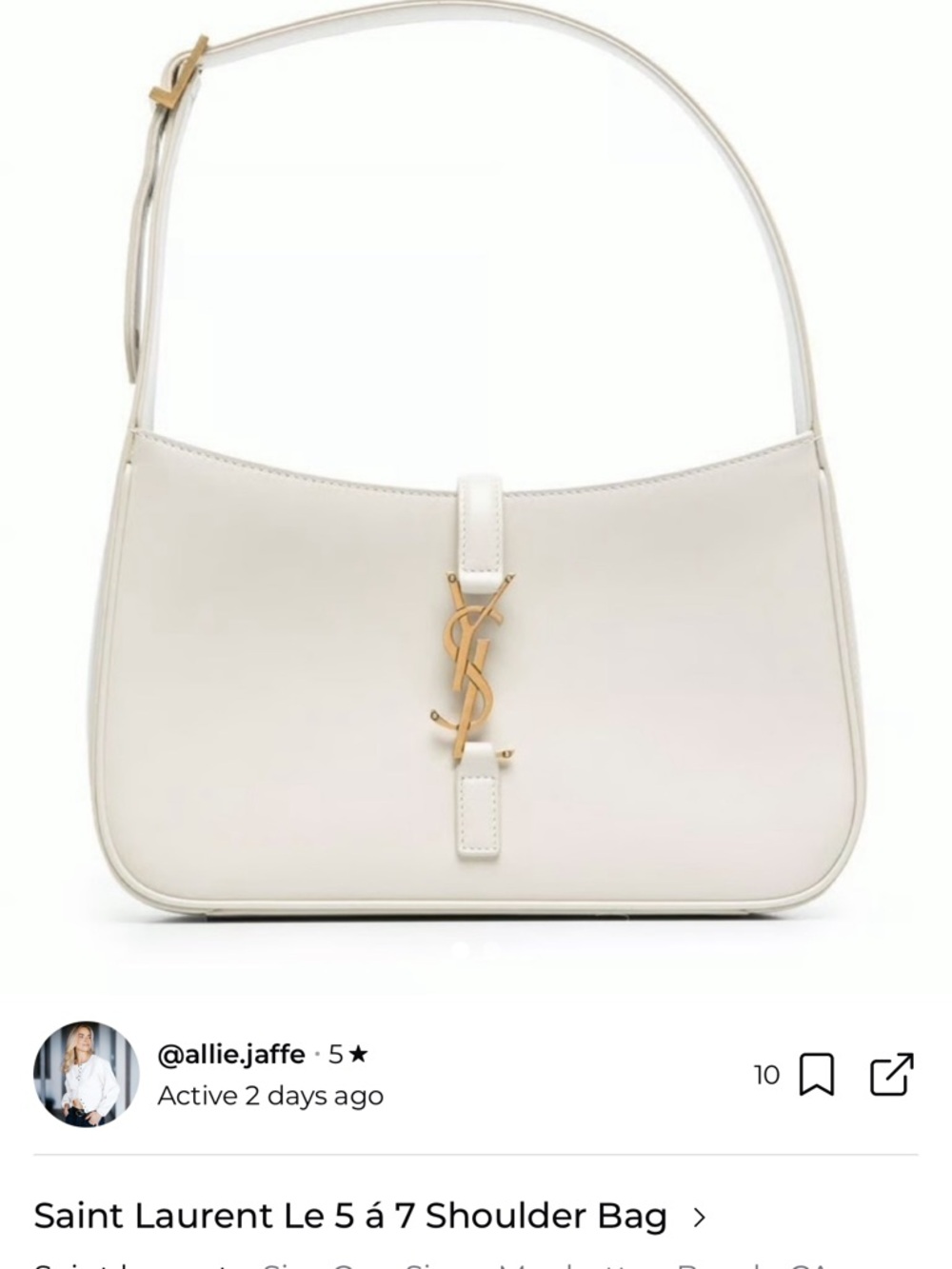 Saint Laurent Shoulder Bag in Cream Leather with Gold YSL